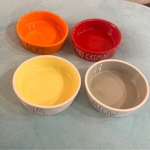 Rae Dunn Lot of 4 Pet Bowls - Meow, Yum, Boo, Merry Catmas